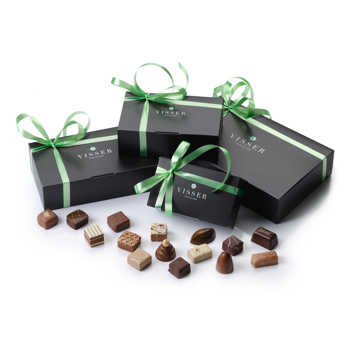 Zelf samengestelde bonbondoosjes van Visser Chocolade
