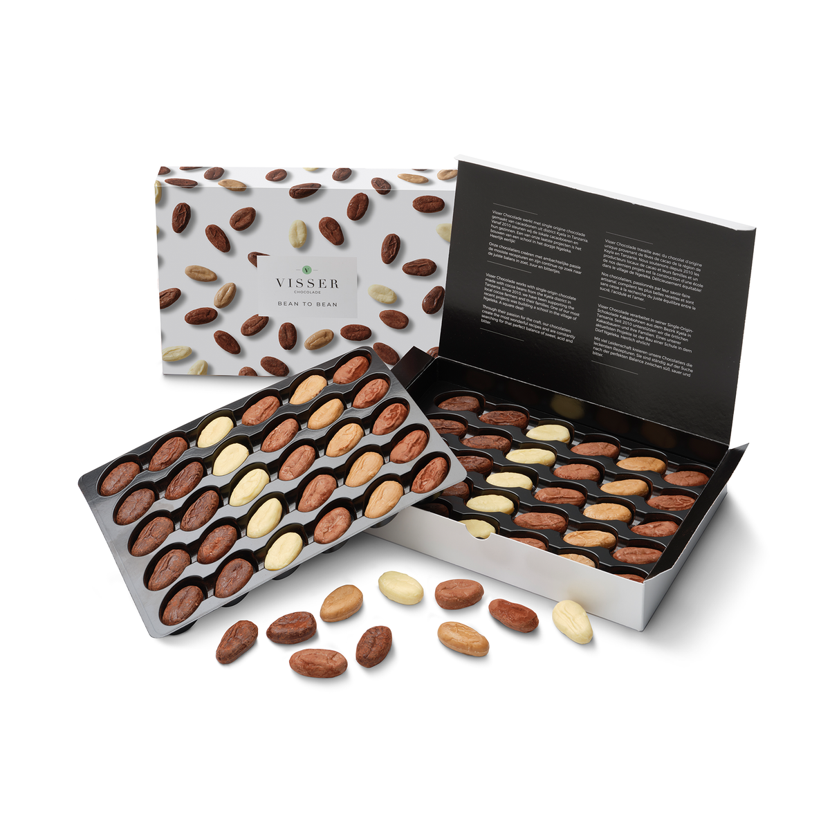 Giftbox Bean to Bean van Visser Chocolade met bonbons van cacao uit een herkomst